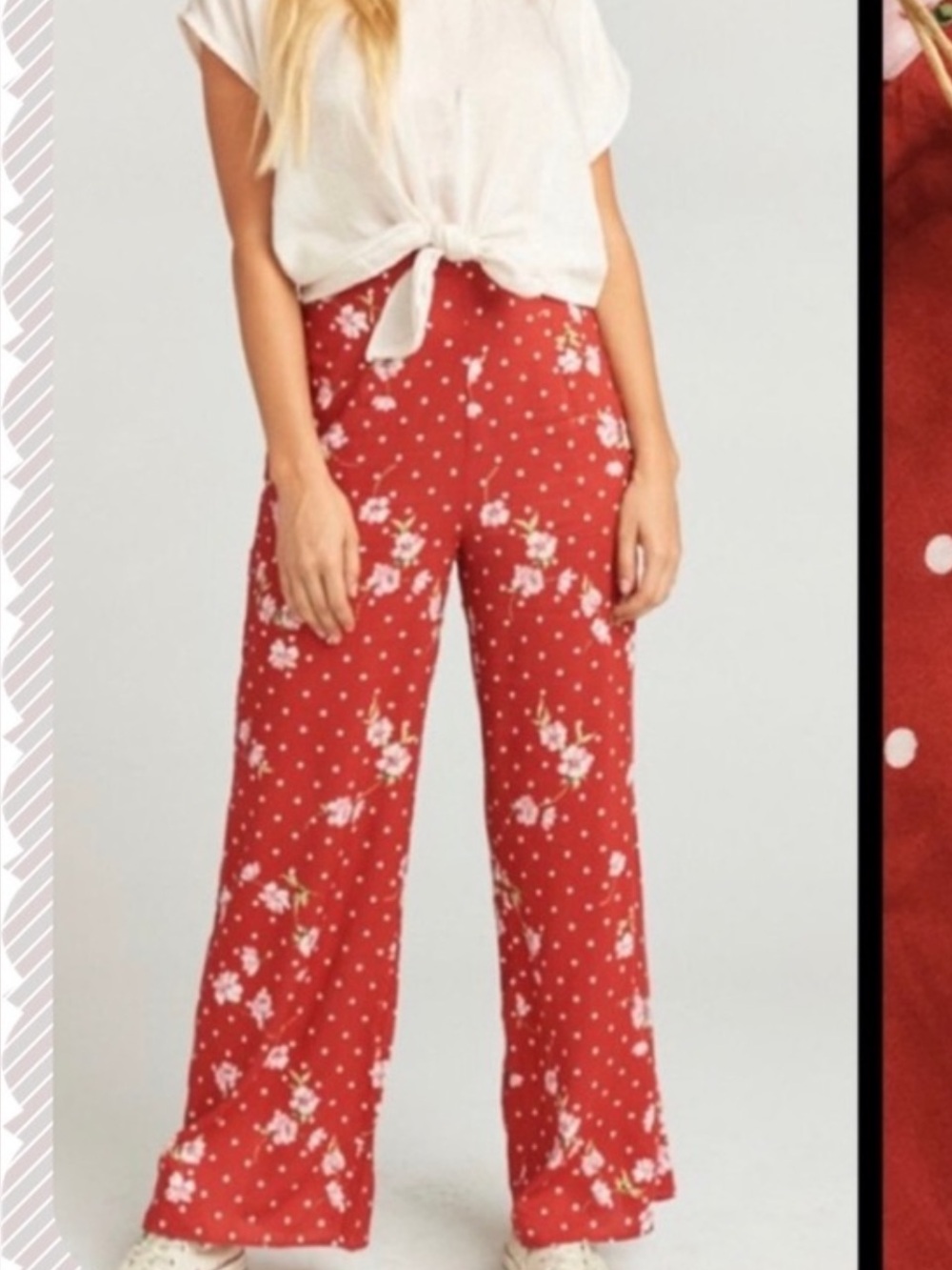 SHOW ME YOUR MUMU Red Floral Wide-Leg Pants